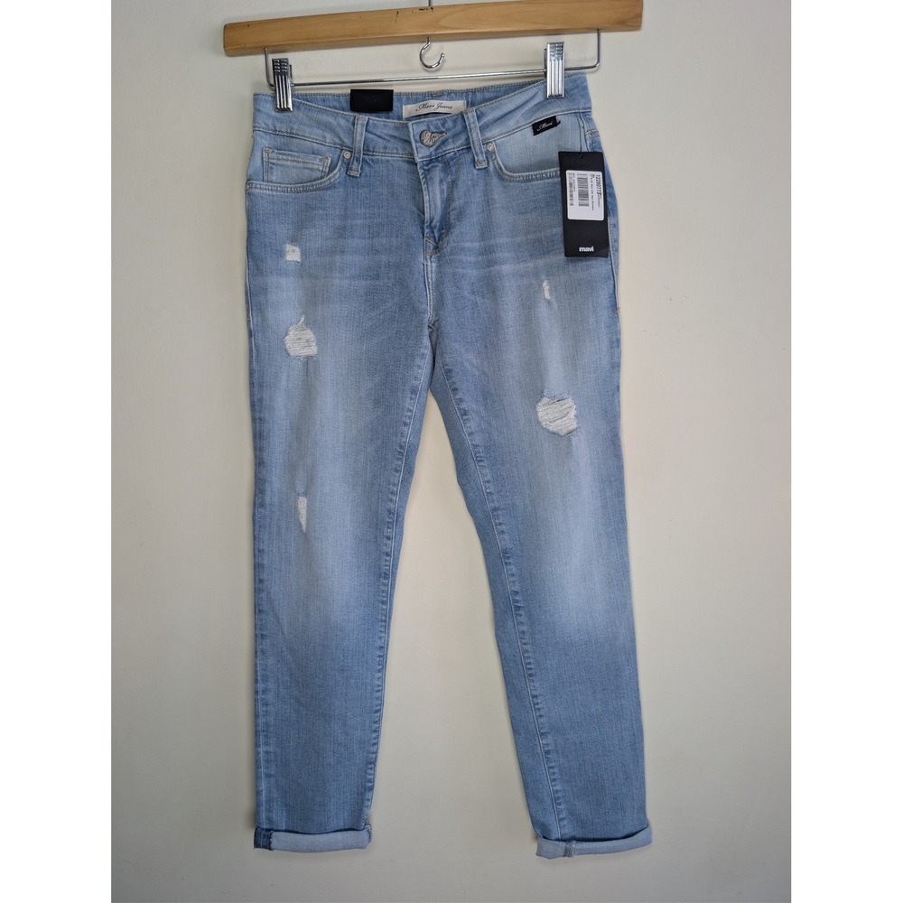 Mavi Ada Boyfriend Jeans Womens Size 24 x 29 Light Ripped Vintage Distressed NWT